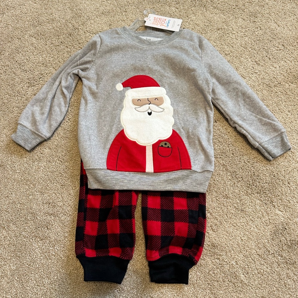 NWT Carter's Just One You 2t Buffalo Checkered Santa Set
